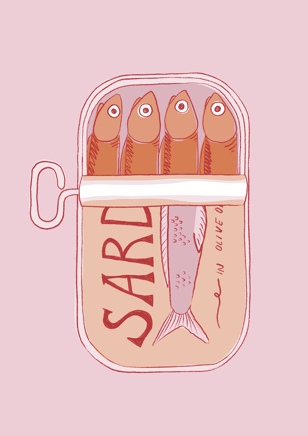 Pink Sardines Wall Art Print by Lucia Sankovic - Style My Wall,frame