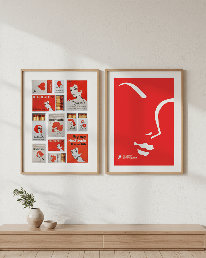 Redheads Match Box Vintage Set of 2 wall - art - picture - poster