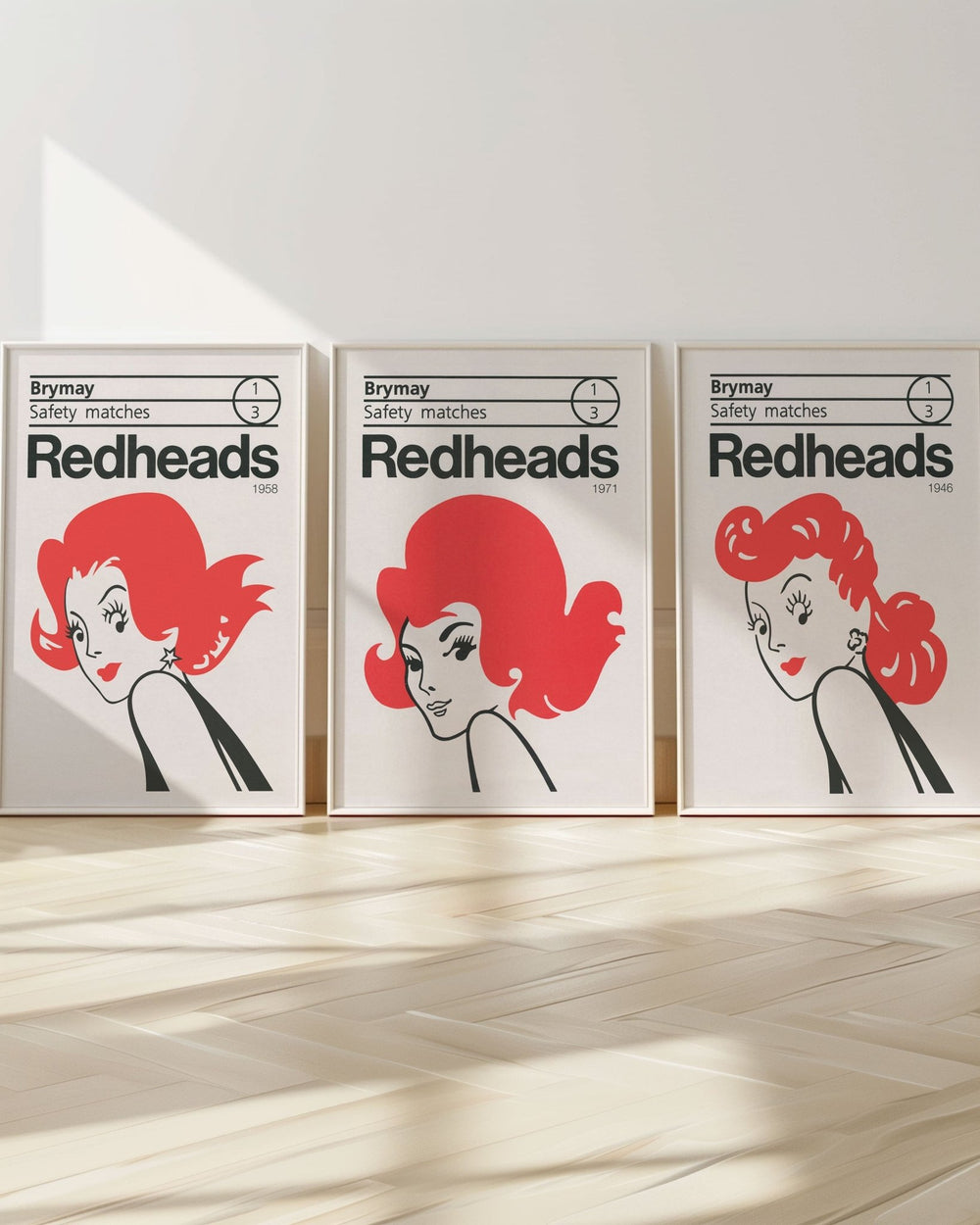 Redheads Vintage Prints Set of 3 wall - art - picture - poster