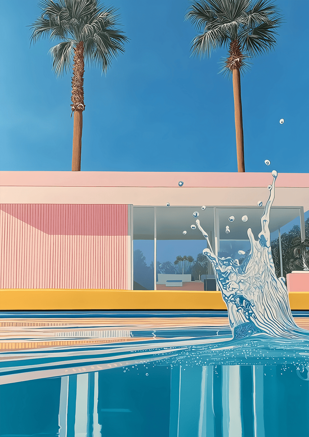 Retro House Palm Springs Splash Illustration - Style My Wall,frame