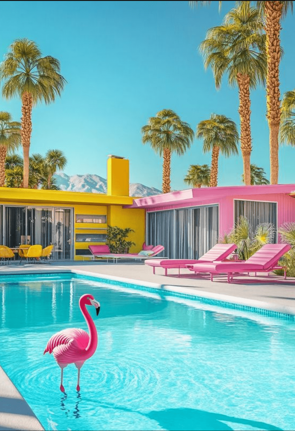 Retro Palm Springs Flamingo Wall Art,frame