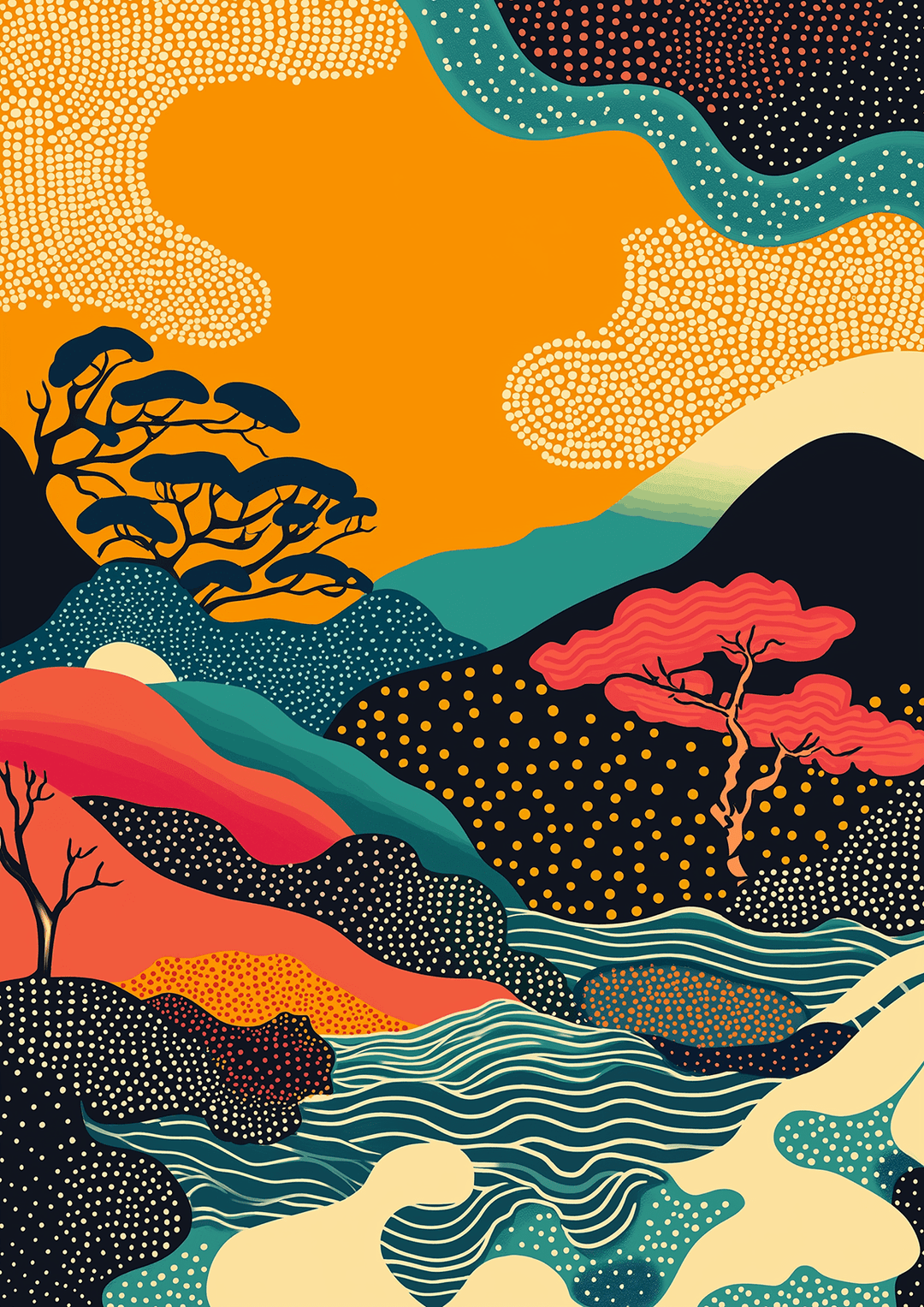 River and Sky Japanese Wall Art - Style My Wall,frame