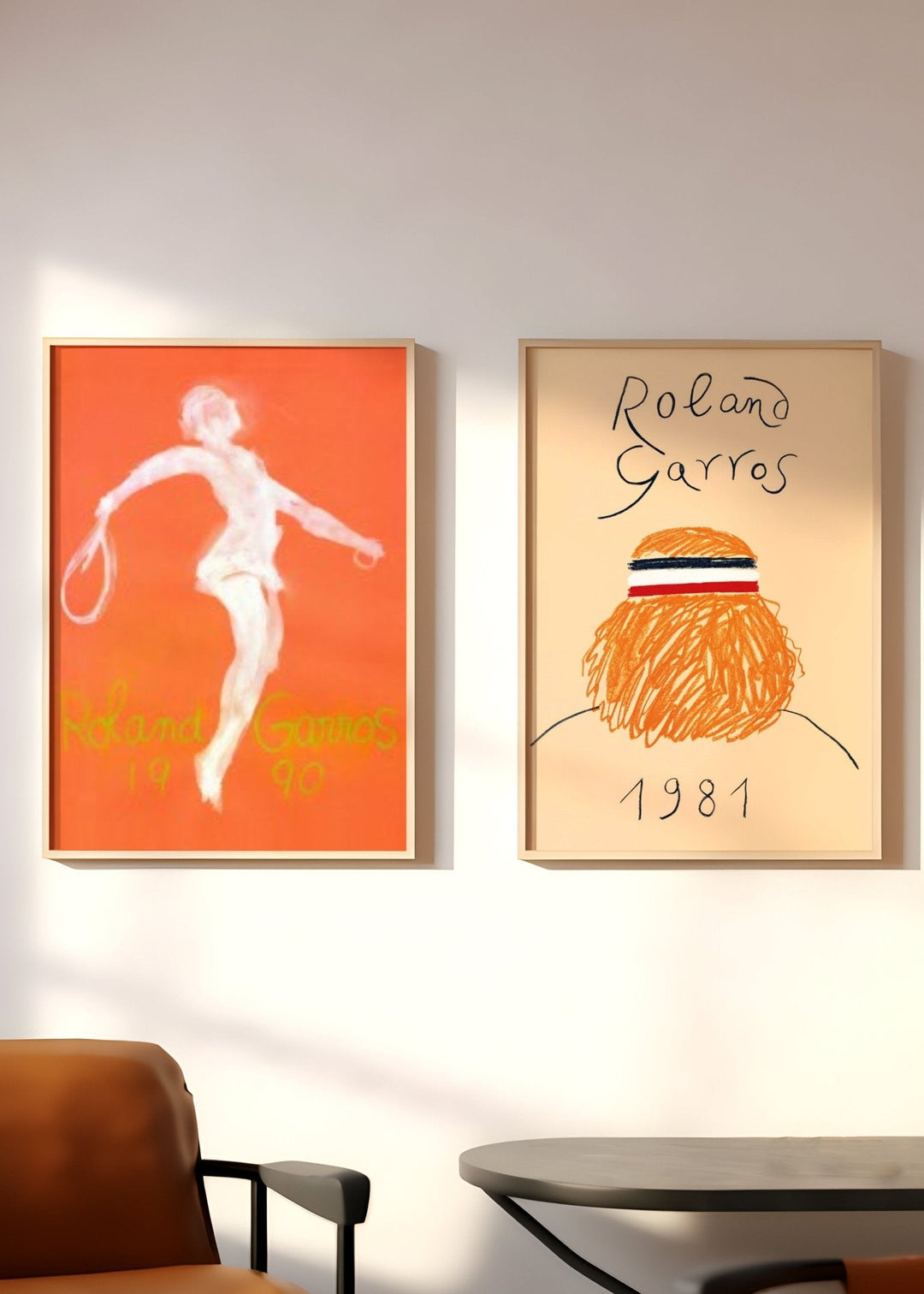 Roland Garros Pair Set of 2 Tennis Prints,livingroom,timber border