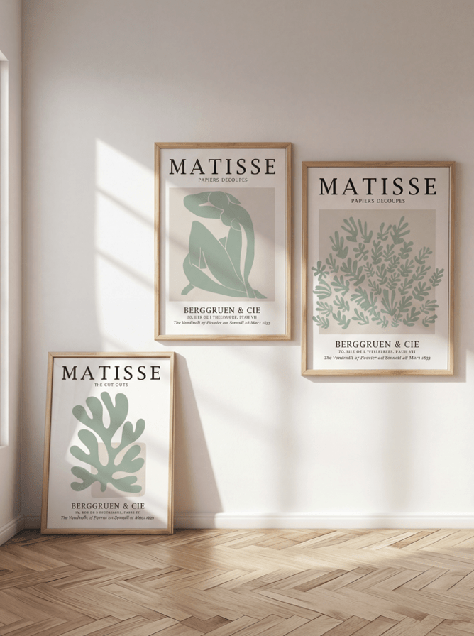 Sage Wall Prints by Henri Matisse - Set of 3 wall - art - picture - poster