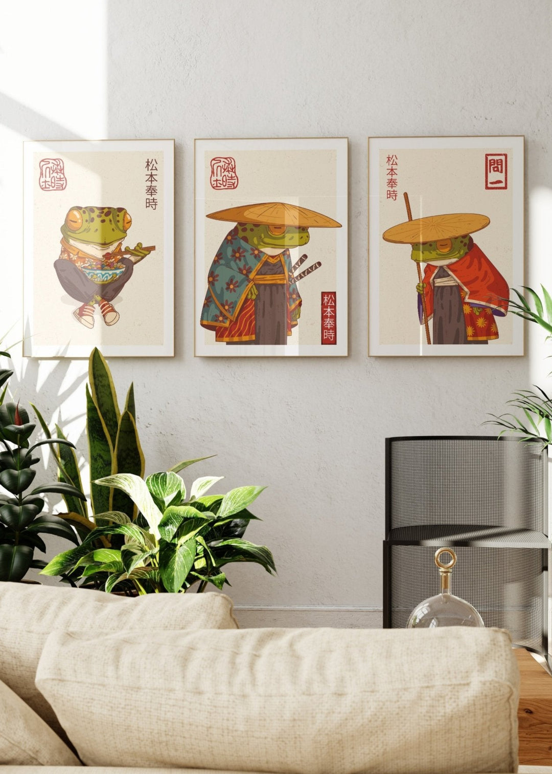 Samurai Frog Trio Wall Prints - Set of 3 - Style My Wall