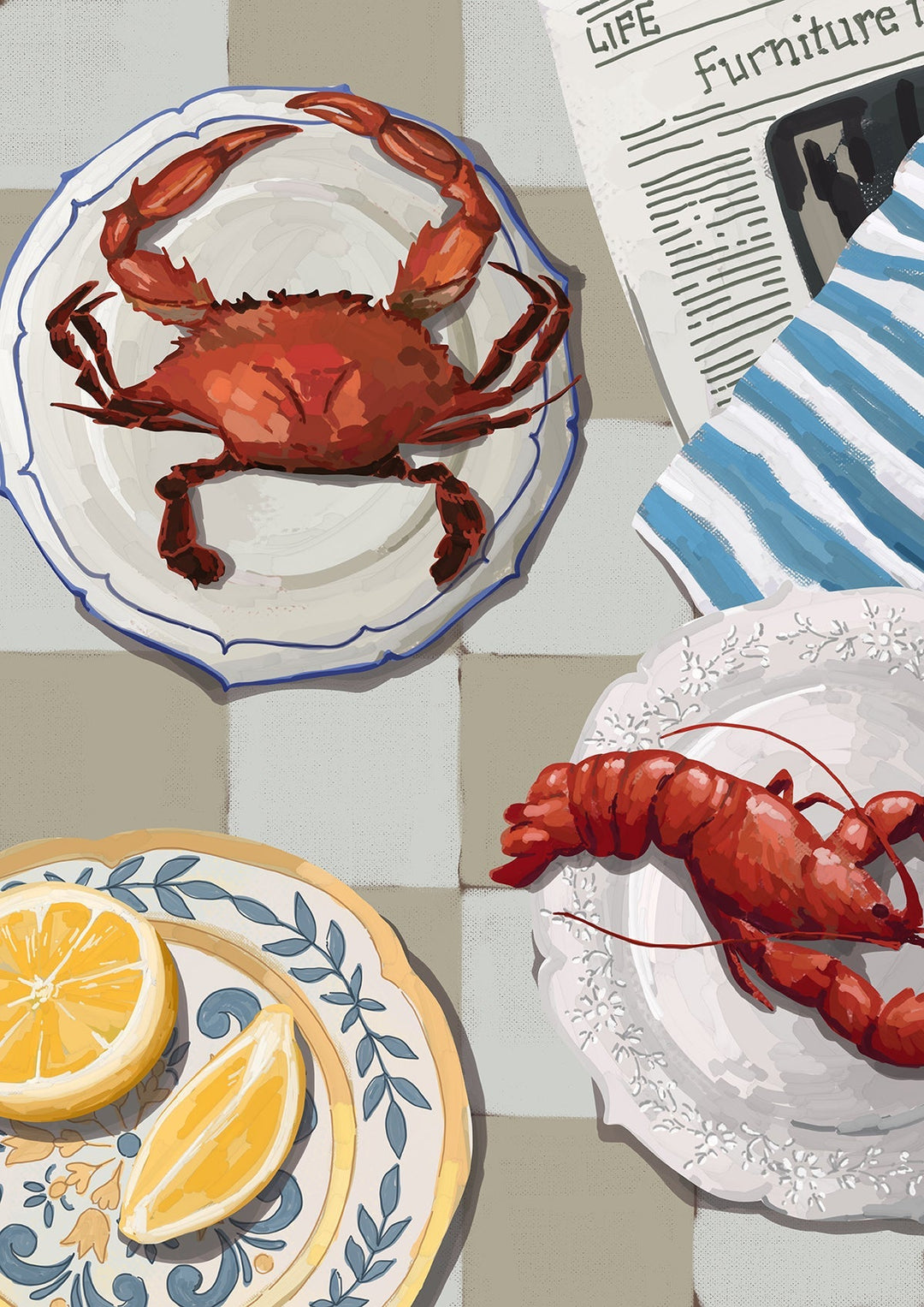 Seafood Lemon Feast Wall Print - Style My Wall framed