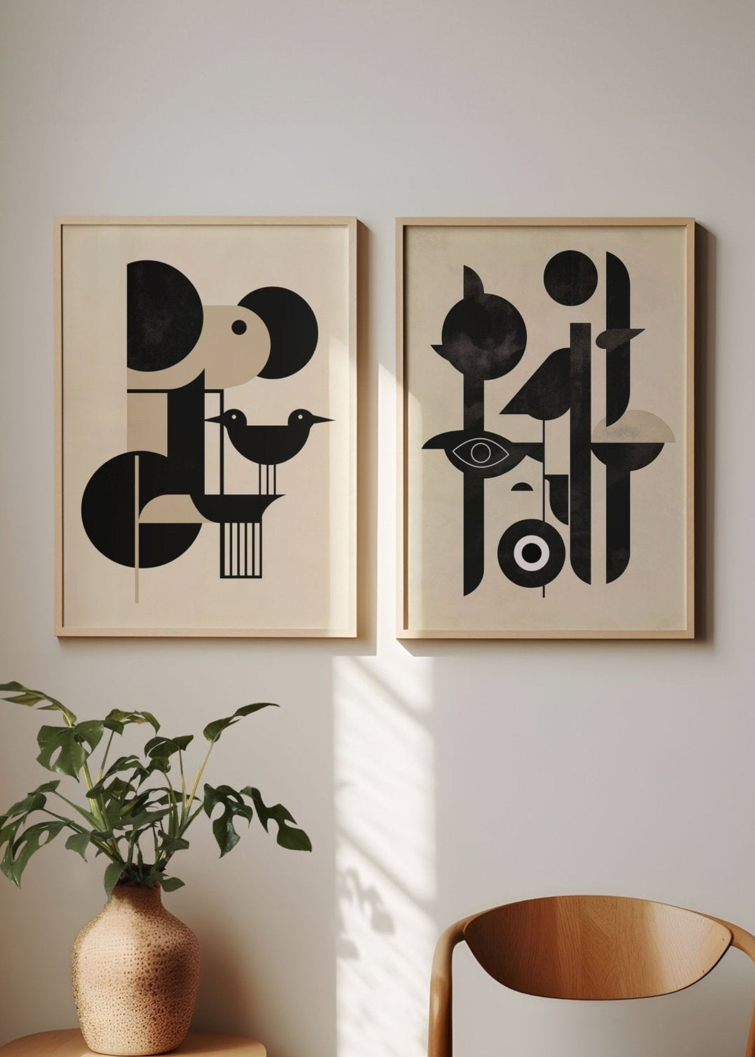 Set of 2 Abstract Geomtric Totem Aviery Wall - Style My Wall