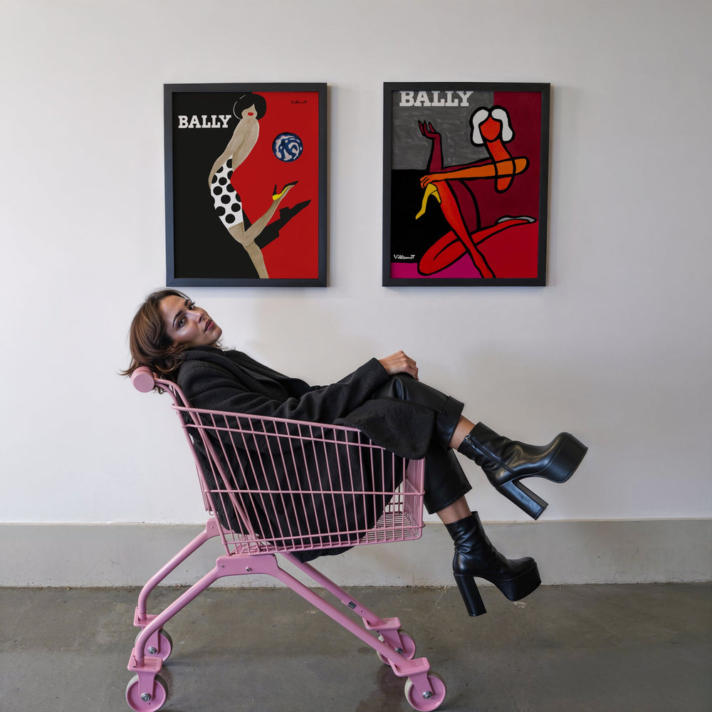 Set of 2 Bally Exhibition Prints by Bernard Villemot wall - art - picture - poster