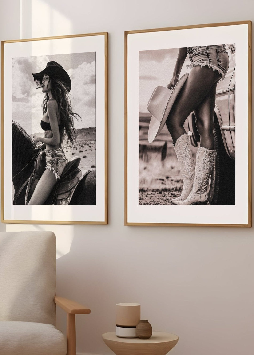 Set of 2 Cowgirl Photography Exhibition Prints wall - art - picture - poster