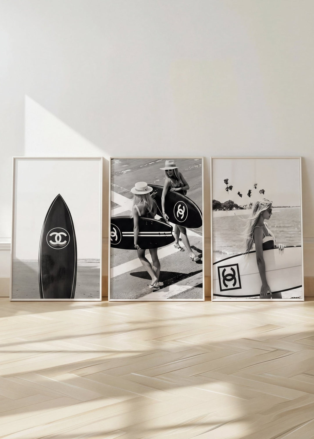 Set of 3 Chanel Surfer Girl Wall Art Photography wall - art - picture - poster