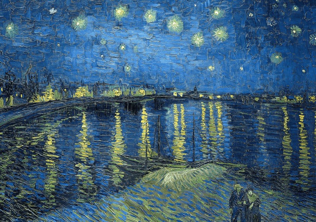 Starry Night over Rhone by Vincent van Gogh abstract poster painting illustration frame