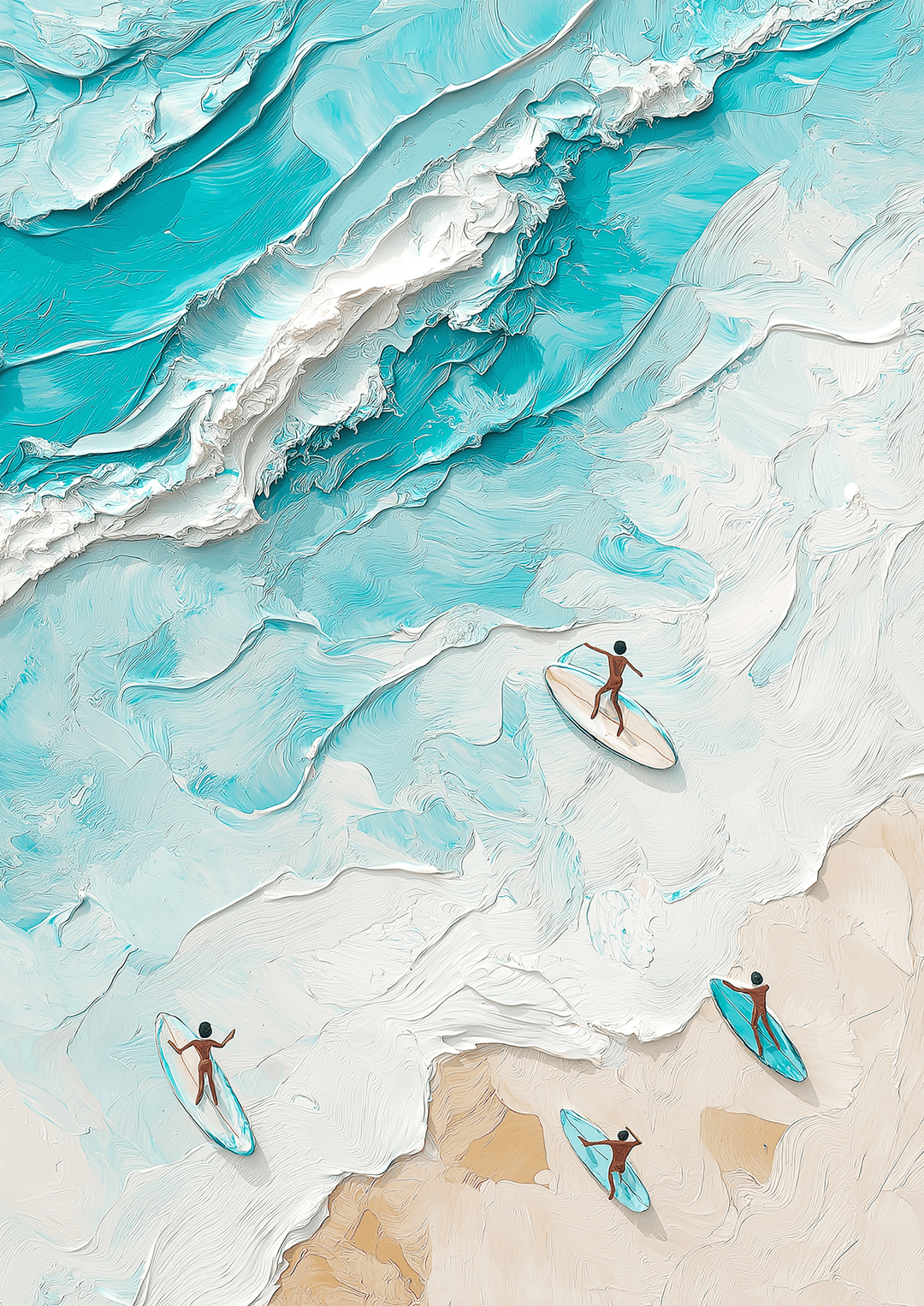Surfing Beach Textured Effect Art - Style My Wall,frame
