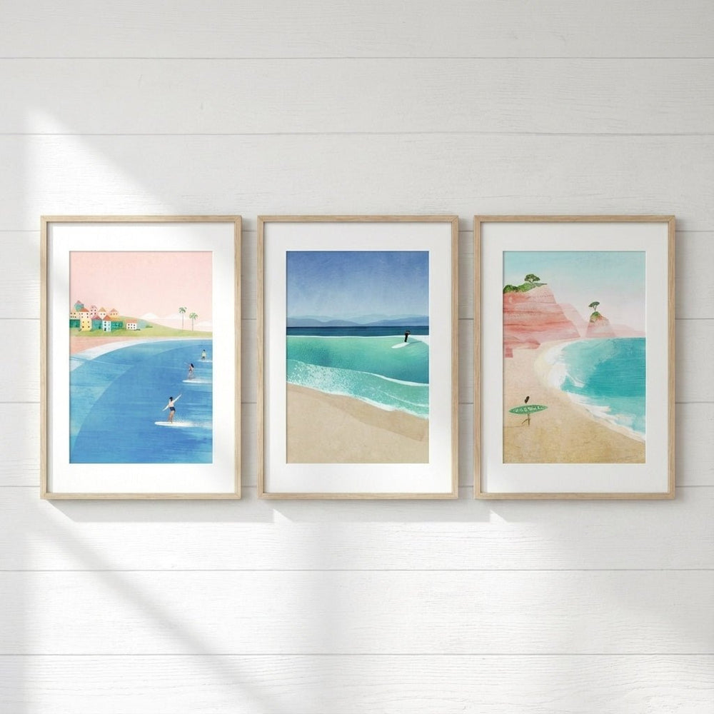 Surfing Holiday Trio Abstract Paintings by Henry Rivers wall - art - picture - poster