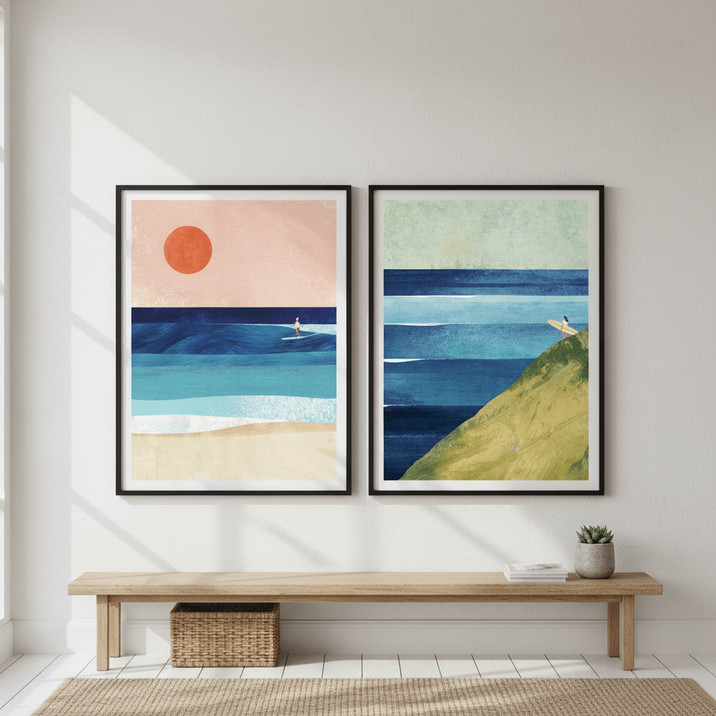 Surfs Up Abstract Painting Print Pair by Henry Rivers wall - art - picture - poster