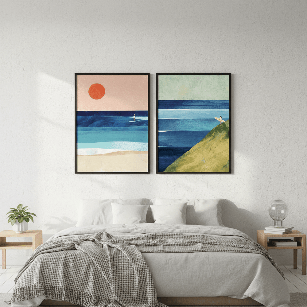 Surfs Up Abstract Painting Print Pair by Henry Rivers wall - art - picture - poster