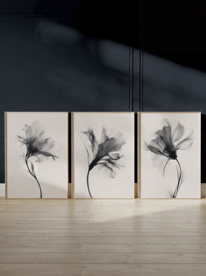 Swan Flowers Trio Painting Wall Art Prints wall - art - picture - poster