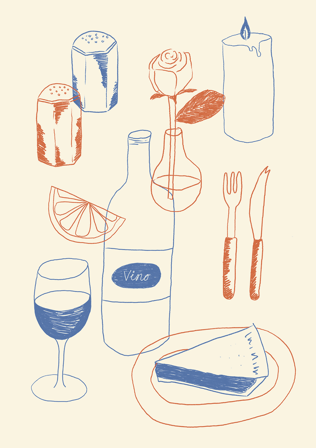 Table Kitchen Illustration by Lucia Sankovic - Style My Wall,frame