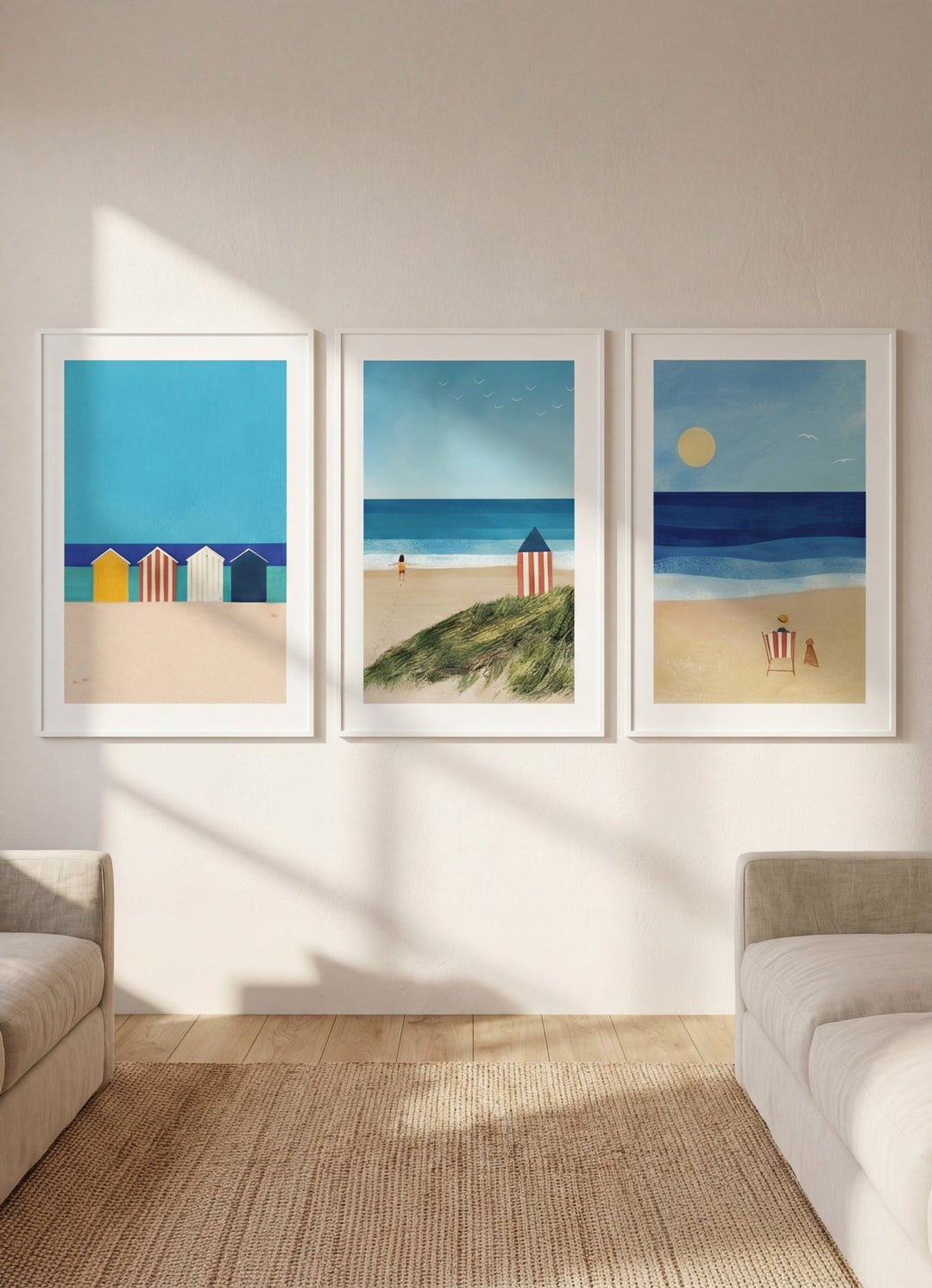 Trio Abstract Brighton Beach Coastal Art by Henry Rivers wall - art - picture - poster