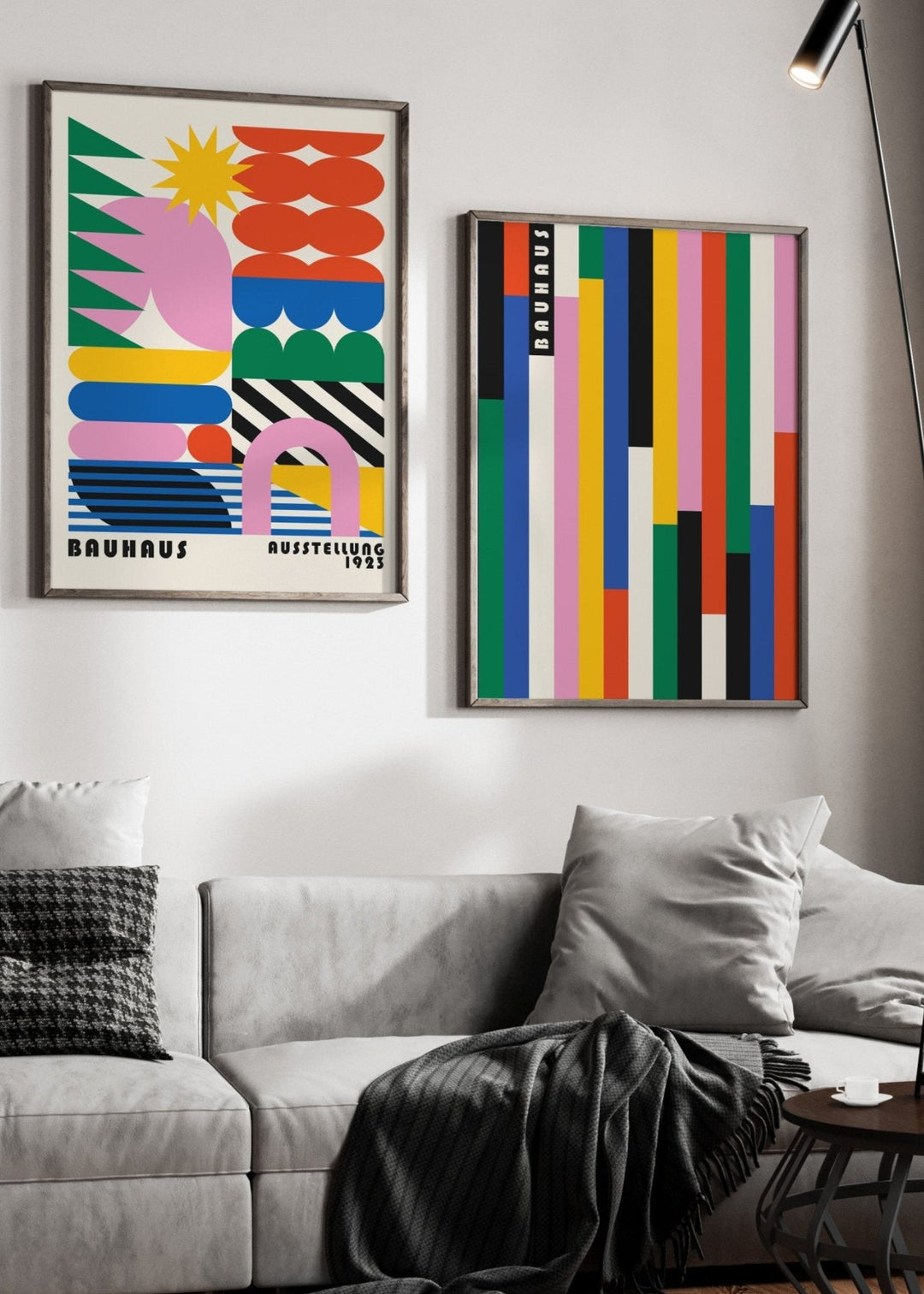 Vertical Retro Bauhaus Prism Coloured Duo wall - art - picture - poster