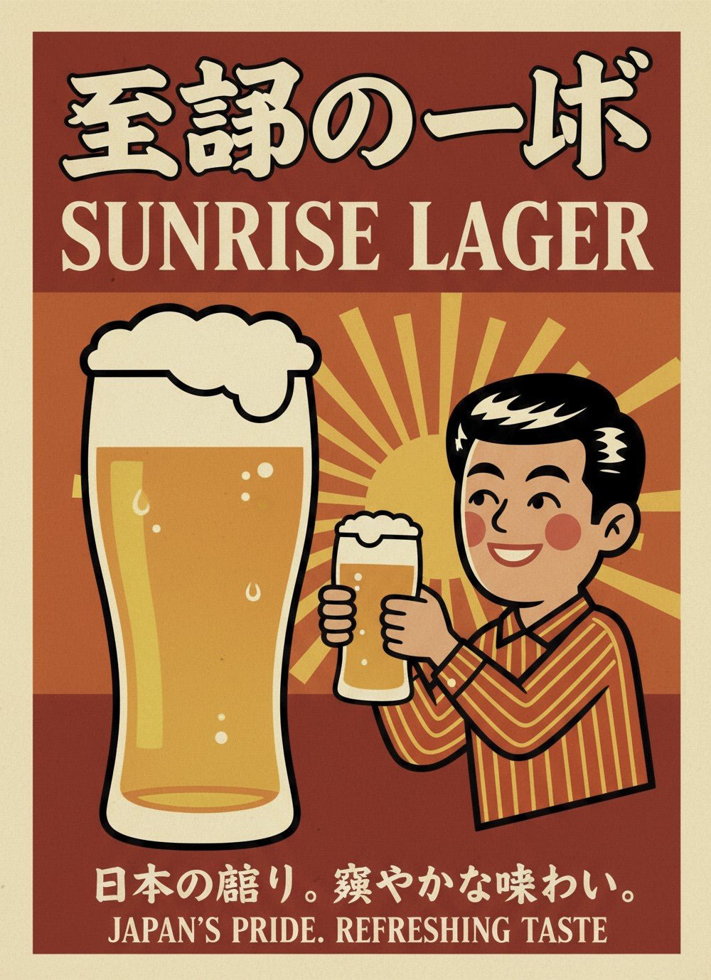 Vintage Sunrise Lager Japanese Beer Poster wall - art - picture - poster framed