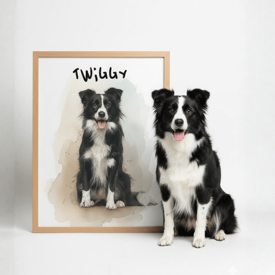 Watercolour Personalised Pet Custom Illustration Print wall - art - picture - poster