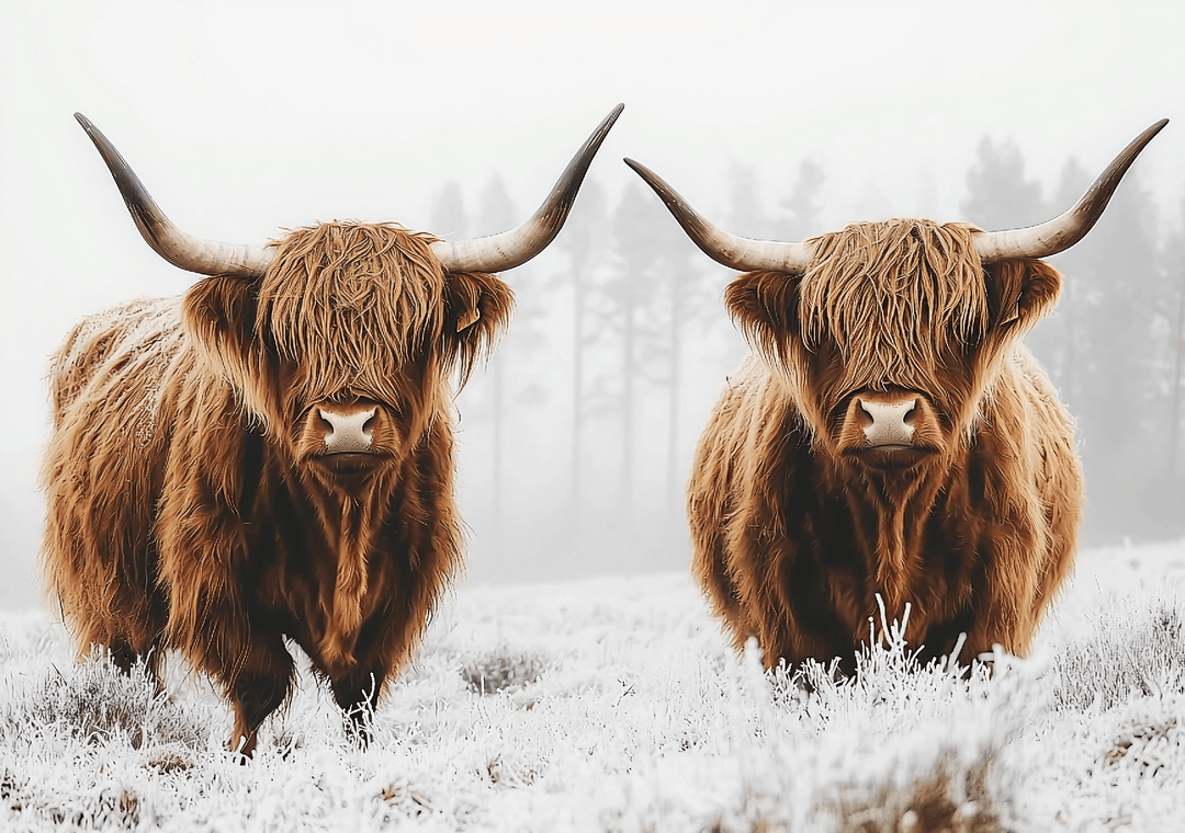 Winter Herd Wall Art Highland Cow Photograph Nature Photograph Print frame