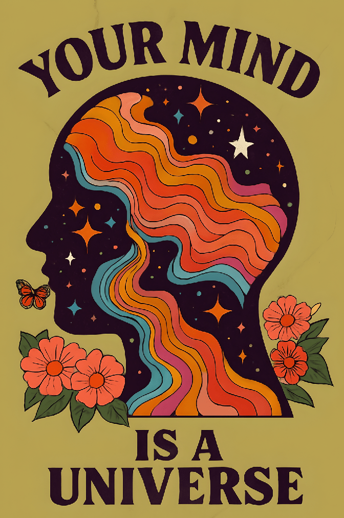 Your mind is a universe wall art eclectic print poster hipster retro colourful vintage print frame